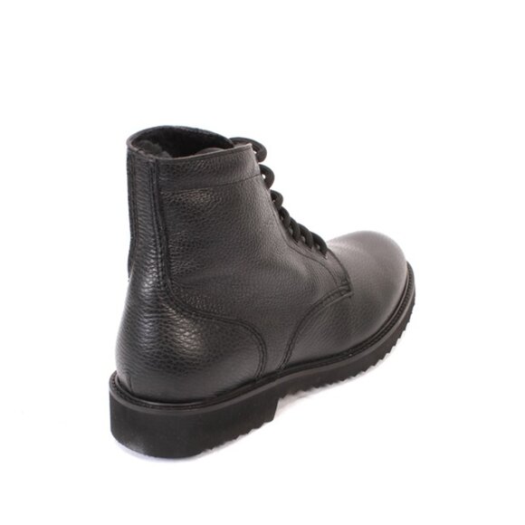 Giovanni Conti 7656 Black Leather Sheepskin Fur Lace-Up Ankle Boots - Picture 4 of 8